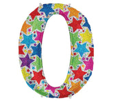 34 Inch Holographic Stars Oversized Foil Balloon Numbers 0-9 0